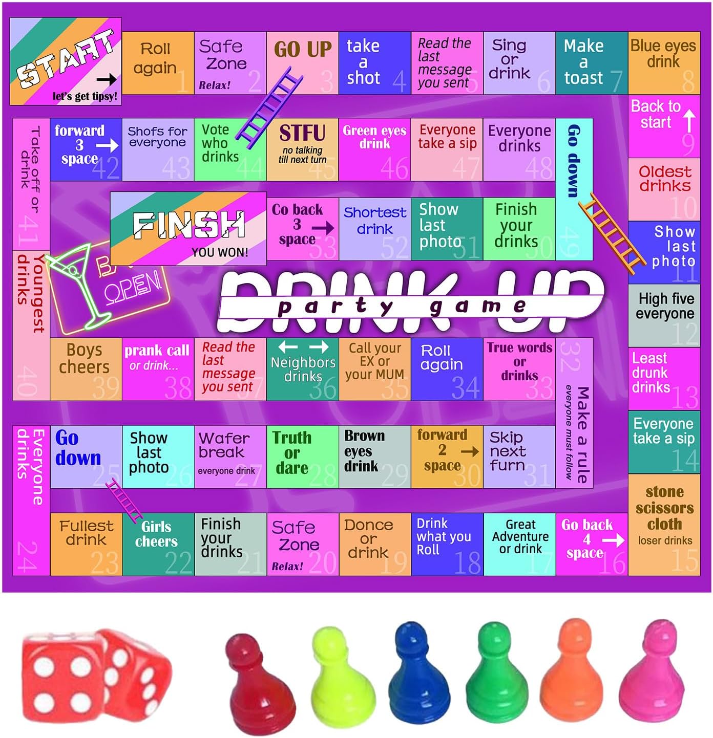 Drinking Games - Funny Drink Up Dice Game for Adults | Interactive Party Activity for Family, Friends, Gatherings, Outdoor Events, Date Night, Birthday, Holiday, Camping, Beach, Wedding and Travel Fun