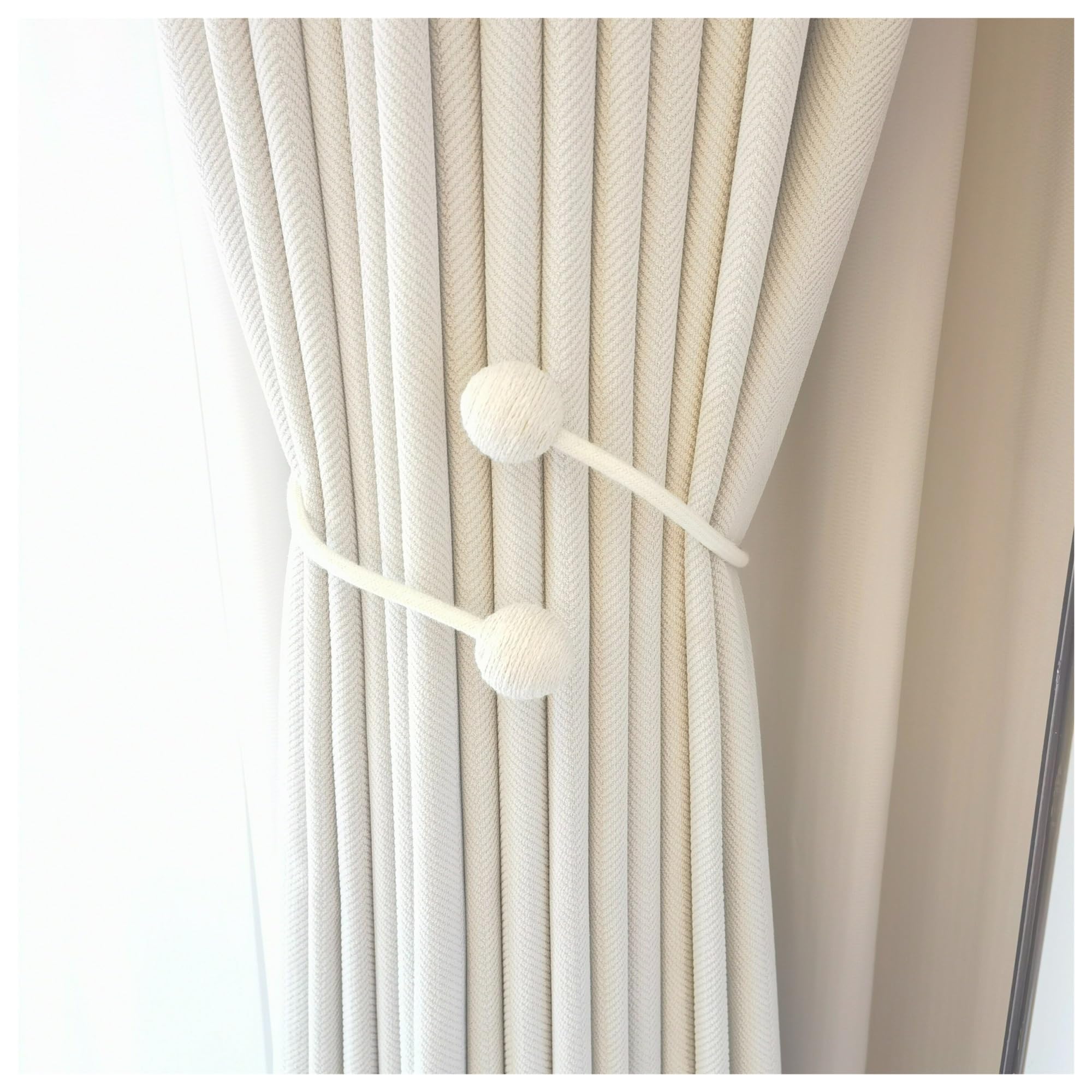 Embrasses de Rideaux en Boules Bois fabriquées à la Main, 2 pièces, décorations Simples, adaptées aux Salon et Chambre Coucher pour Maison