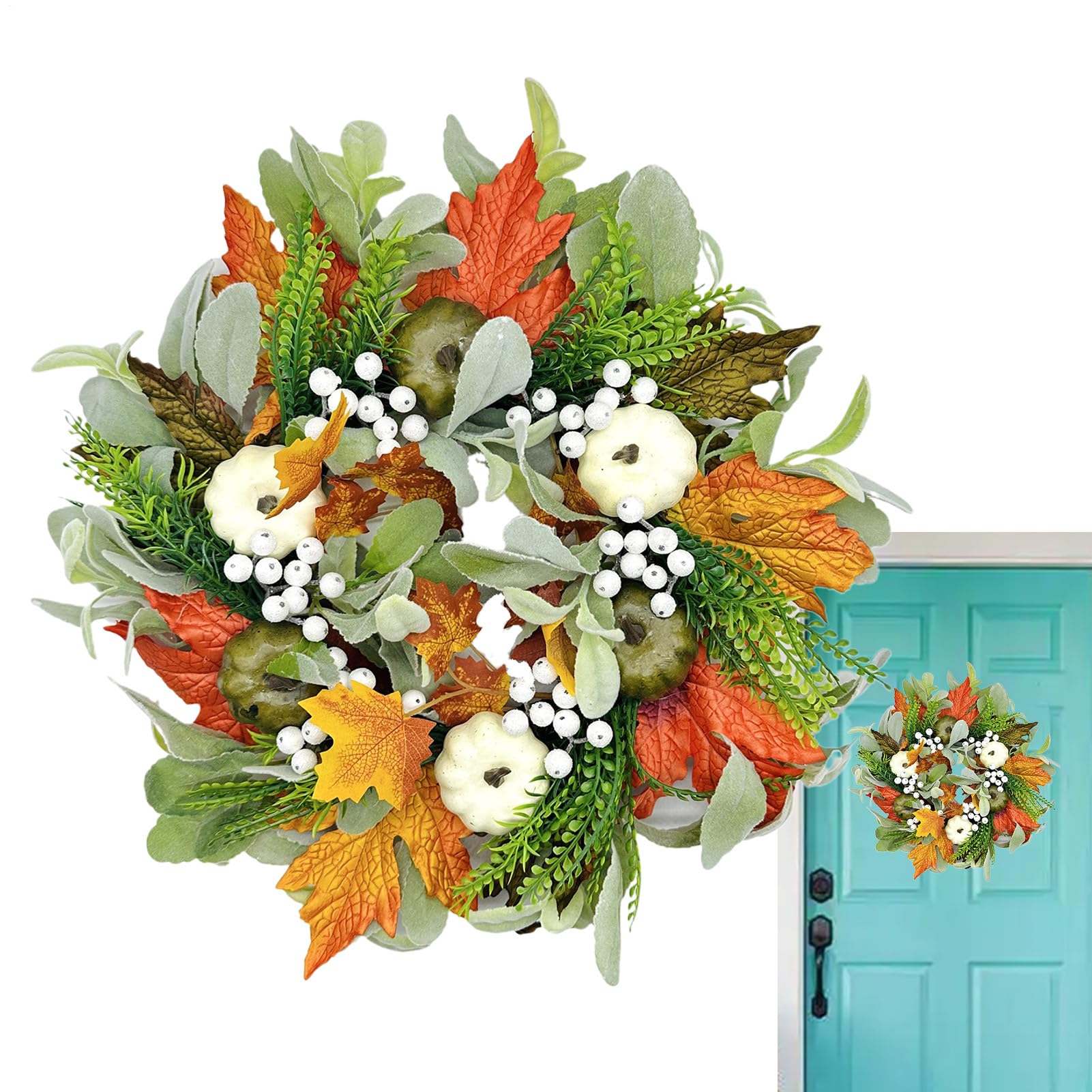 Couronne d'automne artificielle de récolte pour décoration de mur et porte