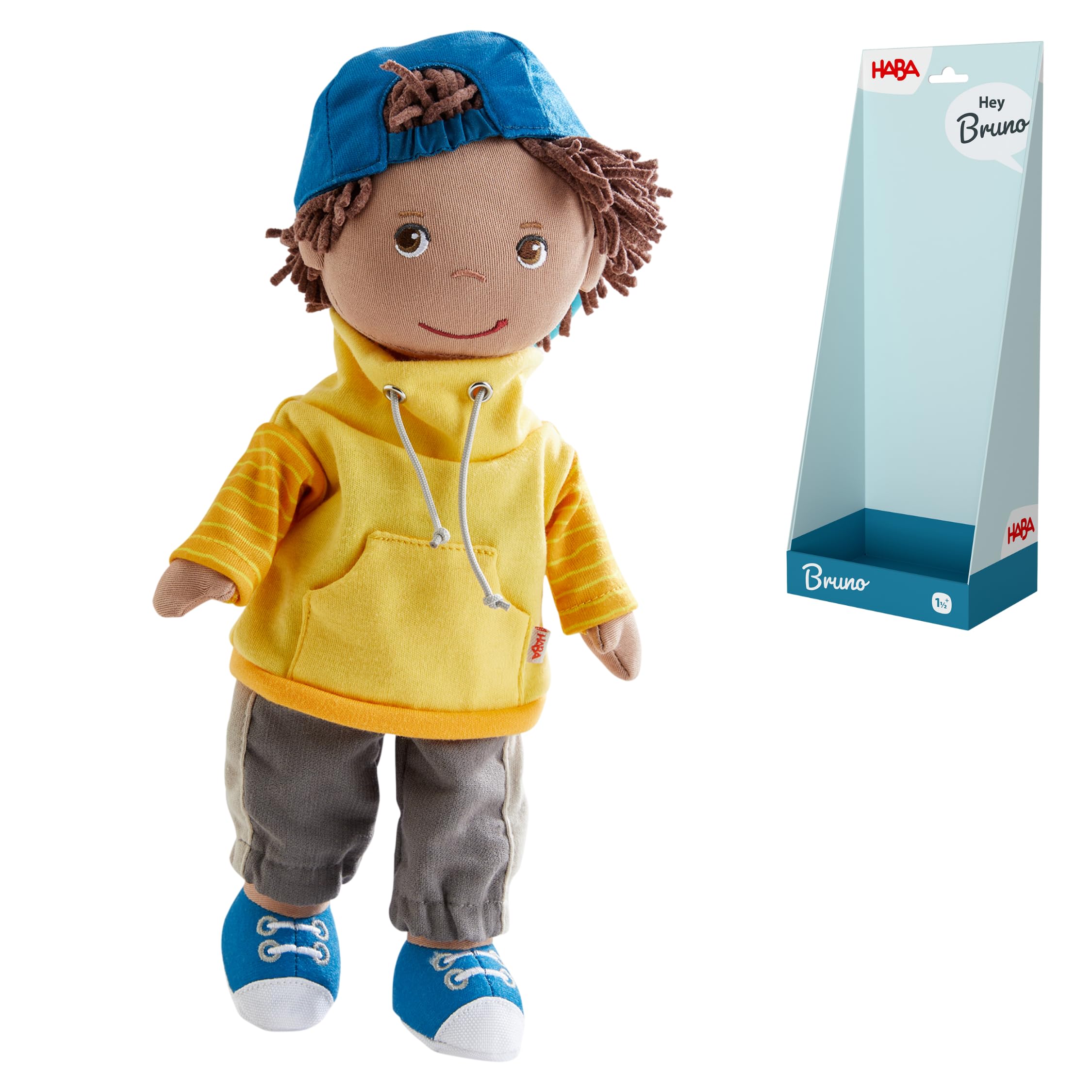 HABA Bruno Soft Rag Doll 30cm For Toddlers | Washable Doll For Newborn Play, Baby Adventures, Baby Travel Fun | Doll Role Play For Toddlers Up To 4 Years & Kids Activities