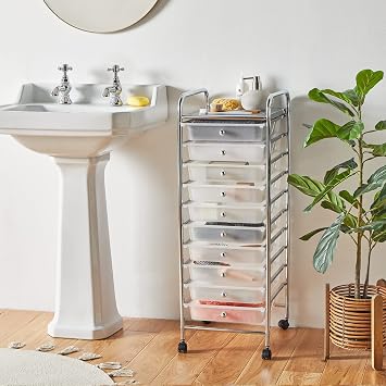 10 Drawer Trolley - White