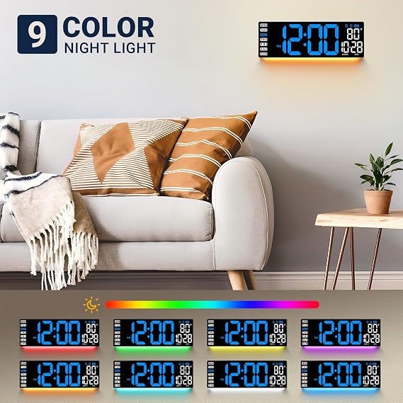 16.5 Large Digital Wall Clock with Blue LED Display, Remote Control