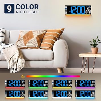 16.5 Large Digital Wall Clock with Blue LED Display, Remote Control