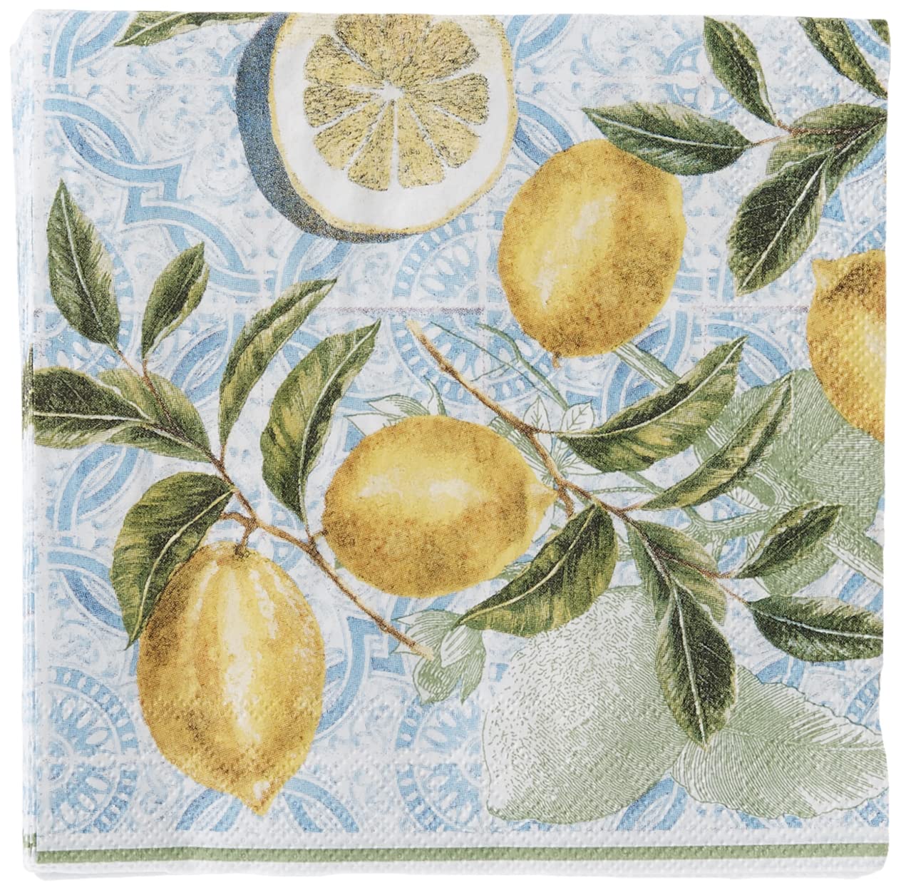 Boston International C868500 IHR 3-Ply 20-Count Cocktail Beverage Paper Napkins, Citrus Limon