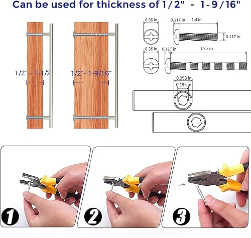 Miniatura 3 de Ravinte Manijas de gabinete de 12-12 pulgadas, níquel cepillado, acero inoxidable, manijas para armarios de cocina, manijas de gabinete de 10