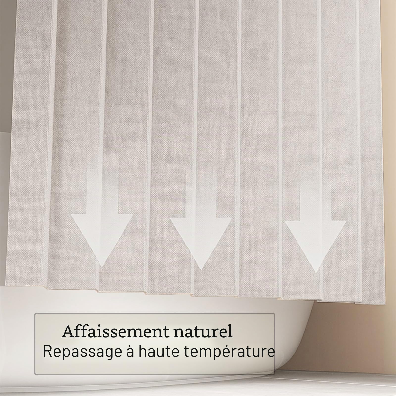 Rideau de Douche Pliable Anti-moisissure, Beige, 150x200cm | Aimant Rideau de douche en tissu épais avec crochet, pliable pour salle de bain, 220g/m²