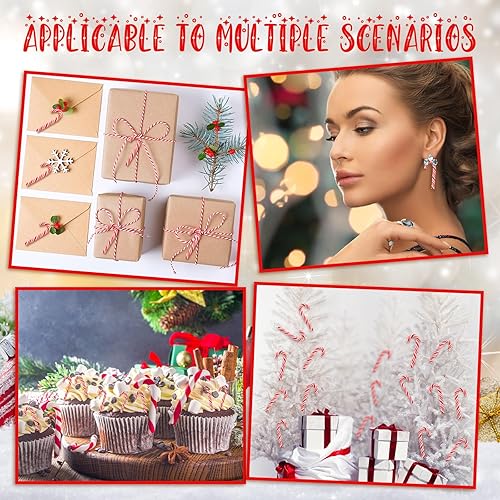 Miniatura 5 de Giegxin 60 caramelos de Navidad para manualidades, adornos de menta falsos de plástico, adornos de menta, mini caramelos falsos para colgar en el