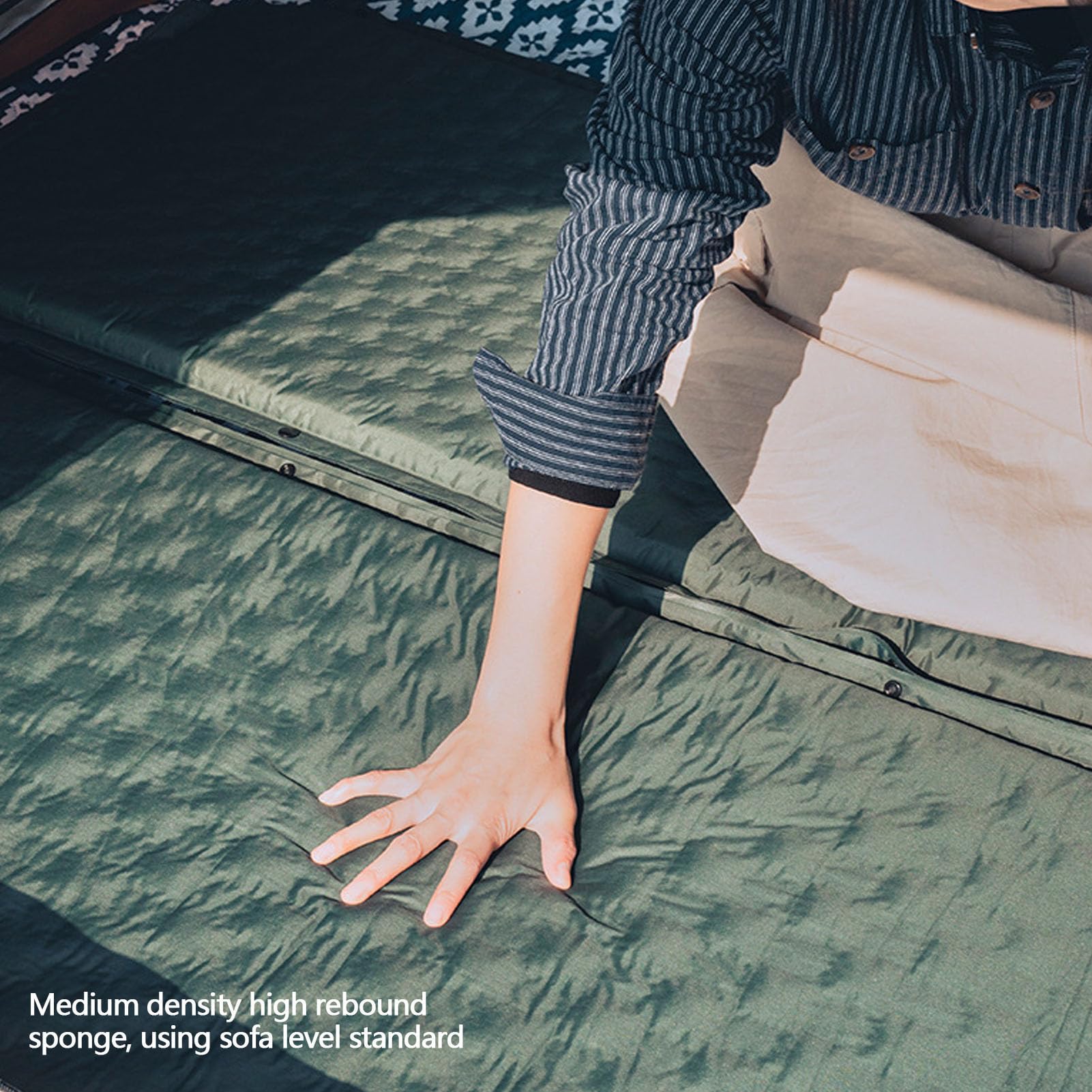 Camping-Matratze, Automatisches Aufblasen, Luftbett für Outdoor-Reisen, Komfortables Doppel-Design, 190 X 130 X 3 cm, Grün