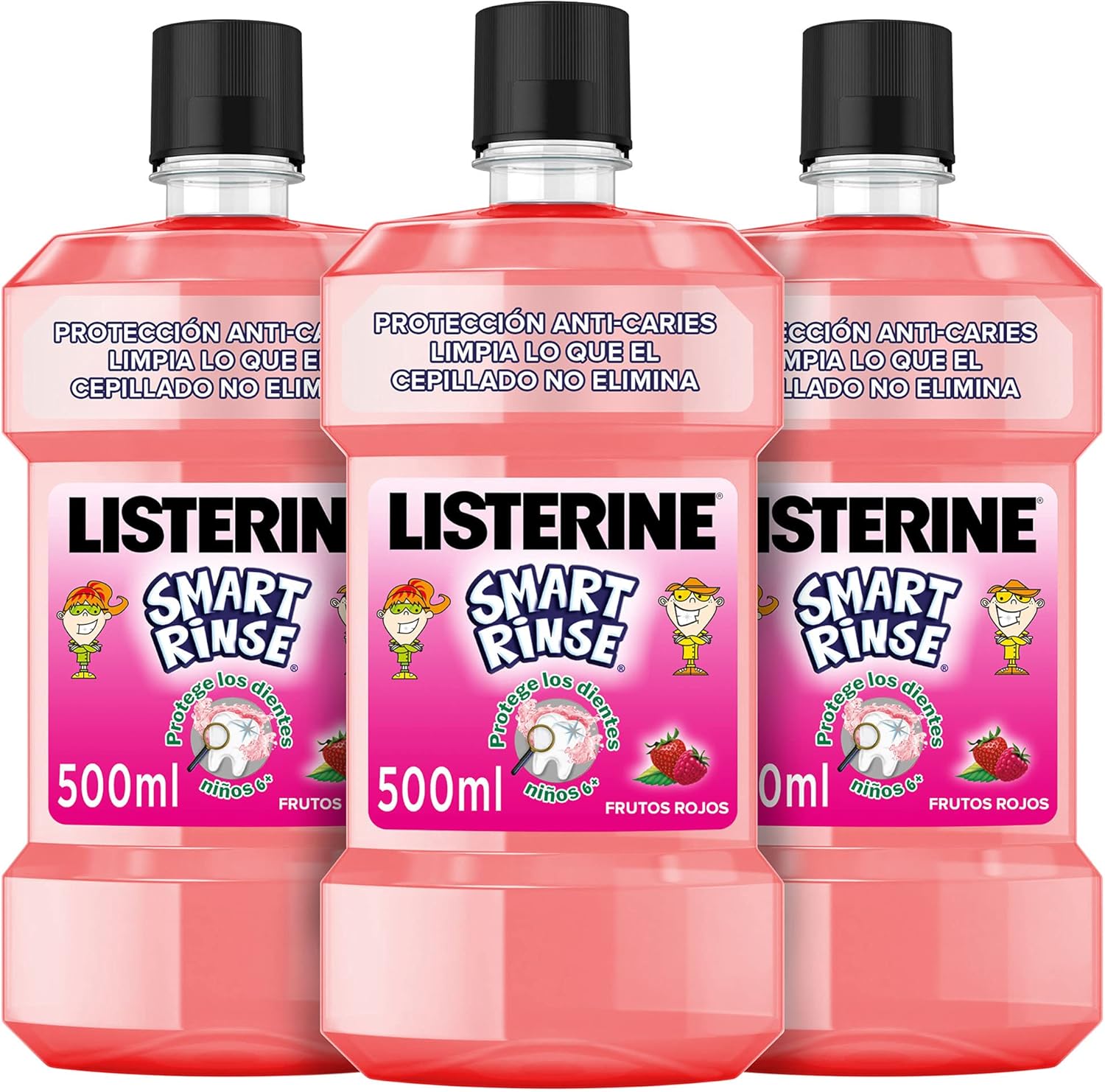 Listerine - Enjuague Bucal Smart Rinse 500 ml - Pack de 3