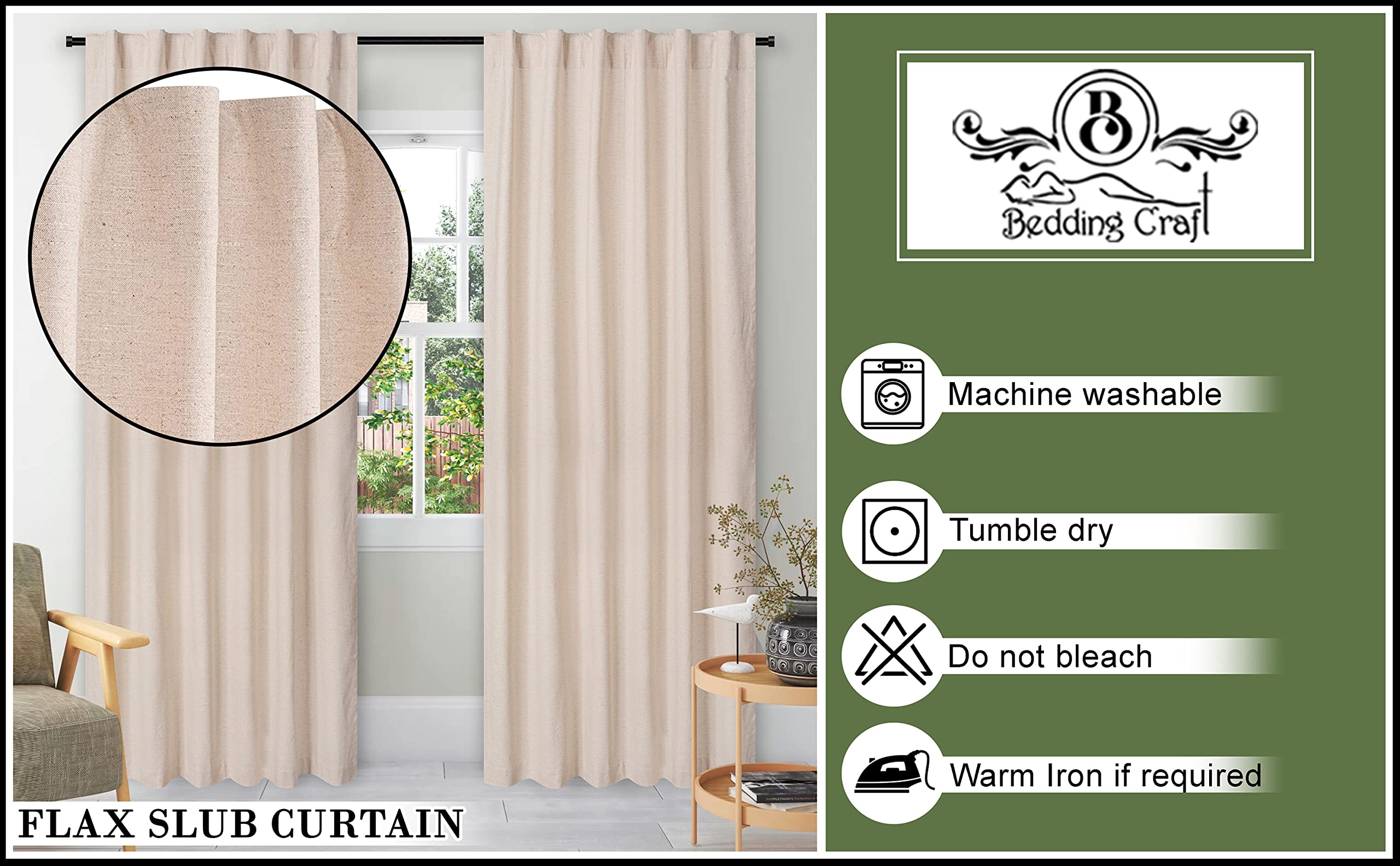 Amazon|Bedding Craft Linen 亜麻タブトップカーテン、ファームハウス Amazon|Bedding Craft Linen 亜麻タブトップカーテン、ファームハウス