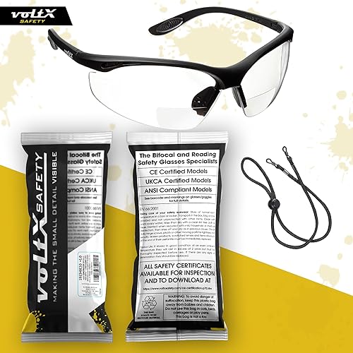 Miniatura 43 de voltX Gafas de seguridad de lectura BIFOCAL "Constructor" (humo/gris + 1.5 dioptrías) con certificación CE EN166F/gafas deportivas de ciclismo