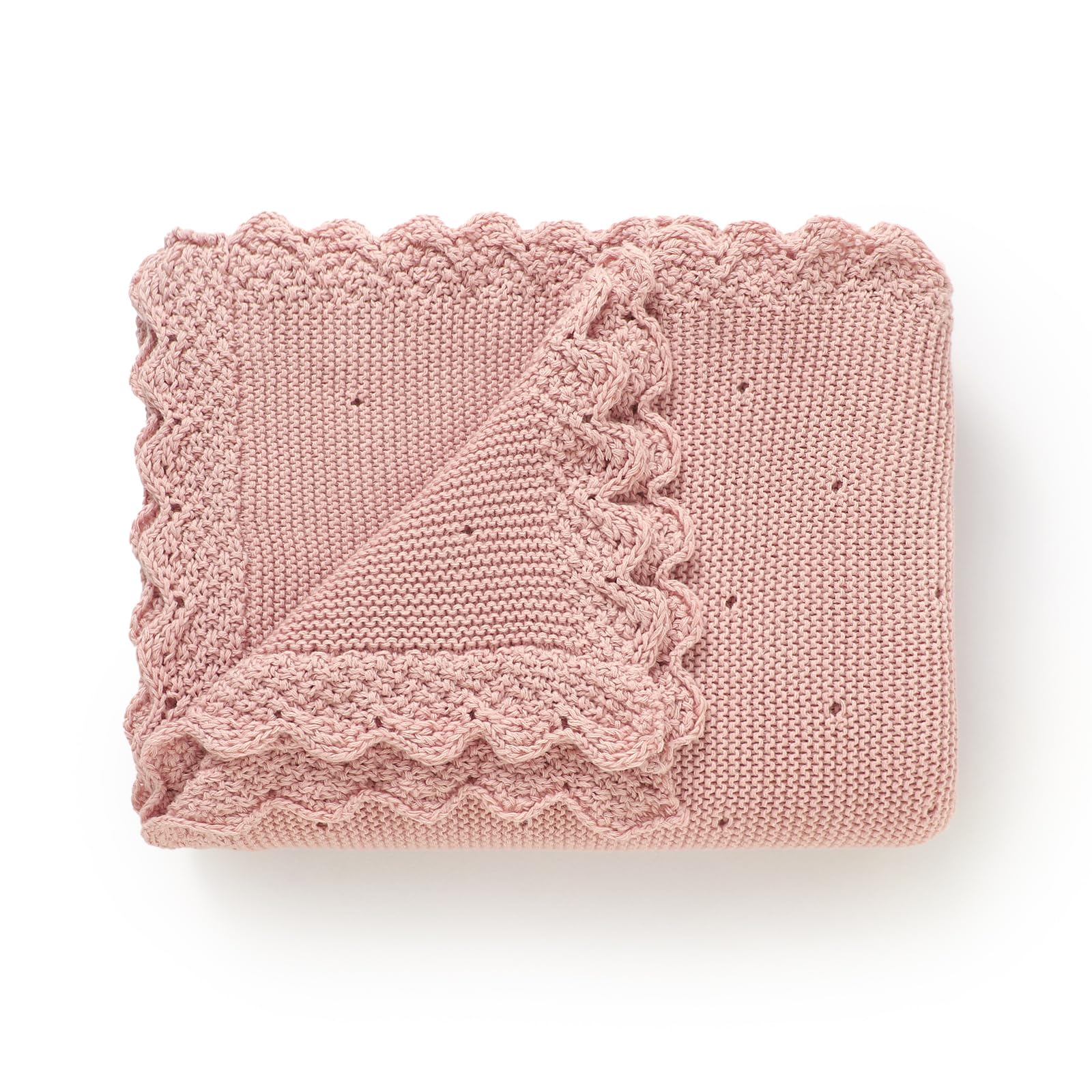 DovFanny Cellular Baby Blanket Cotton Knitted Soft Crochet Blankets for Newborn Boy Girls Toddler (pink), 100*80