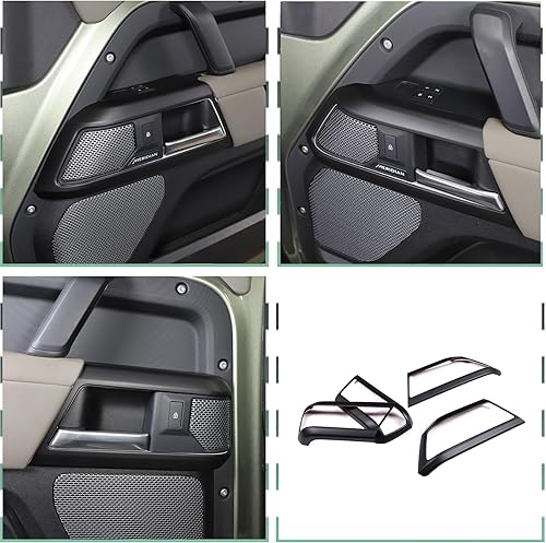 Miniatura 6 de Cubierta de manija interior de puerta para Land Rover Defender 110 2020 2021 2022, accesorios de decoración interior de coche (negro mate)