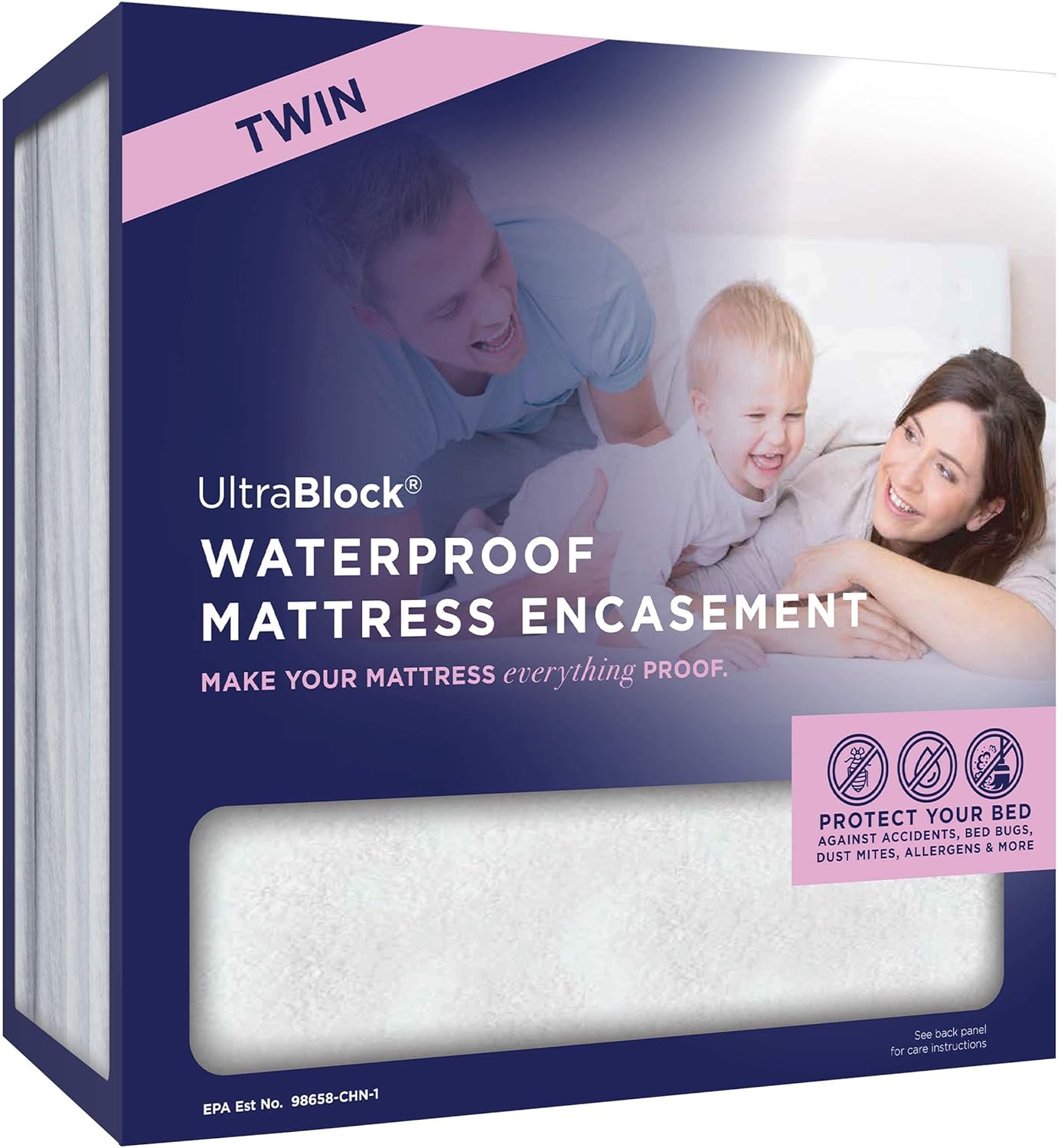 UltraBlock Zippered Mattress Protector (Twin) - Waterproof Cover Stops Dust Mite, Bed Bug, Spills, Bedwetting - Hypoallergenic Encasement with Zipper - White : Home & Kitchen