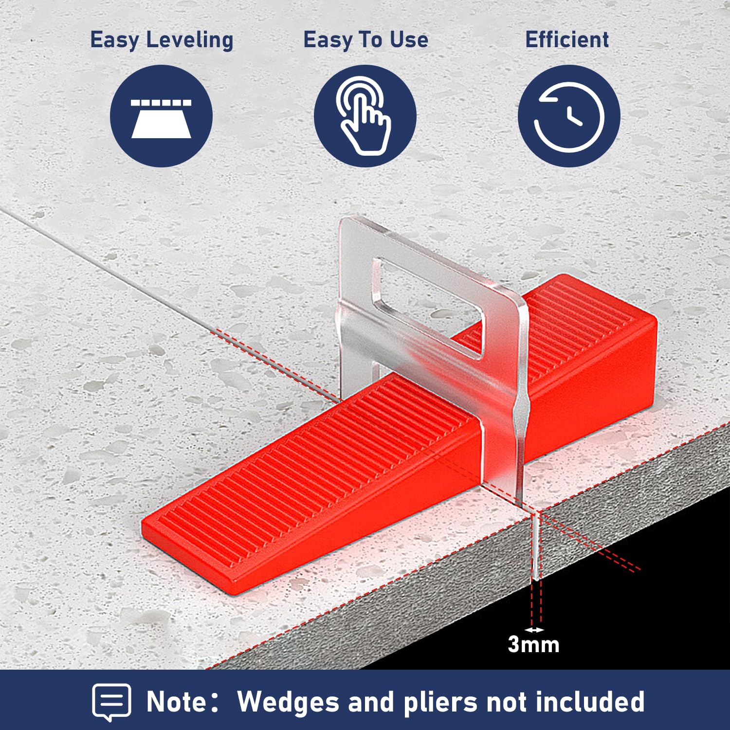 ZOLGINAH Sistema di Livellamento per Piastrelle,1000 Pezzi di Inserti per Piastrelle da 3mm
