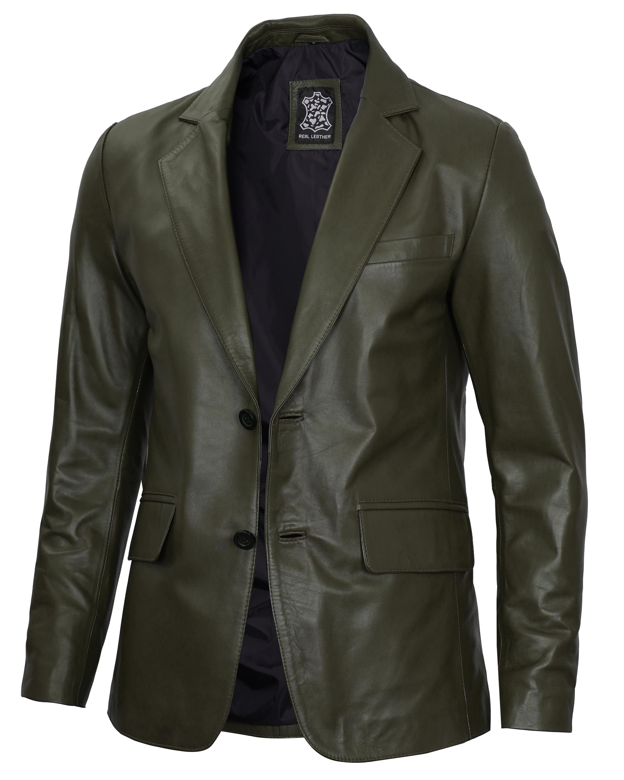 fjackets Leather Blazer for Men - Black & Brown Real Lambskin Casual Men's Leather Jacket Coats