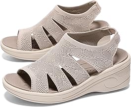 ziitop Women's Thick Sole Sandals, Fashionable, Easy to Walk, Fashion Sandals, Beautiful Legs, Beige, Slip-On, Walking, Lightweight, Knit Sandals, Anti-slip, Stylish, Popular, Fashionable