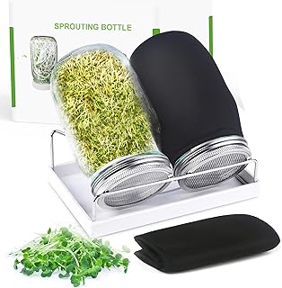 Organic Seed Sprouting Jar Kit – 2 × 32 oz Wide-Mouth Mason Jars with...
