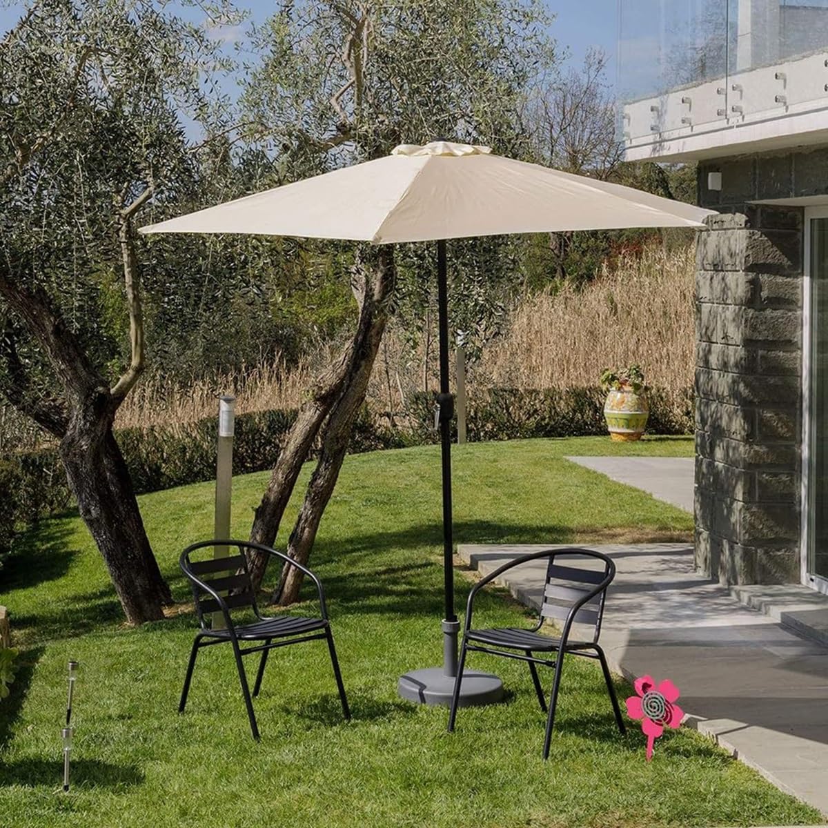 Telo Di Ricambio Per Ombrellone 200/250/300/350/400cm, Tettoia Di Ricambio Per Ombrello Protezione UV E Resistente All'acqua, Panno Di Ricambio(Coffee,8 RIBS: 350CM/11.5FT)