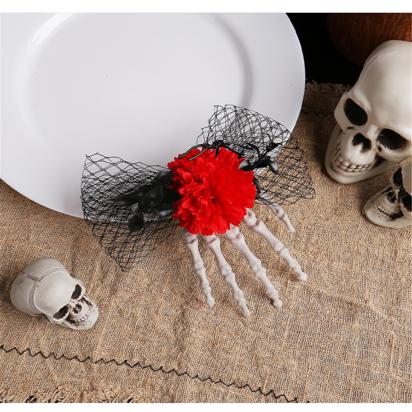 Elegante accesorio de clip lateral para fiesta de Halloween, pasador lateral de tul, accesorio para el pelo para fiestas temáticas, disfraces para adolescentes y adultos