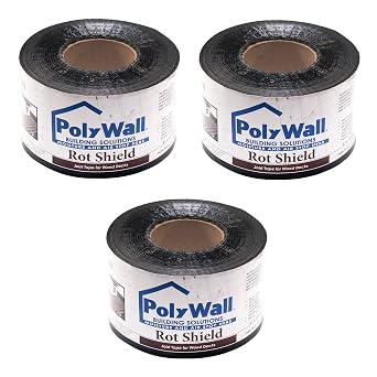POLYGUARD Poly Wall - Rot Shield Joist Tape for Decking, 4" x 100. Made in The USA. Self Adhering, Self Sealing Deck Joist Tape for Wood Decks Pack of 3