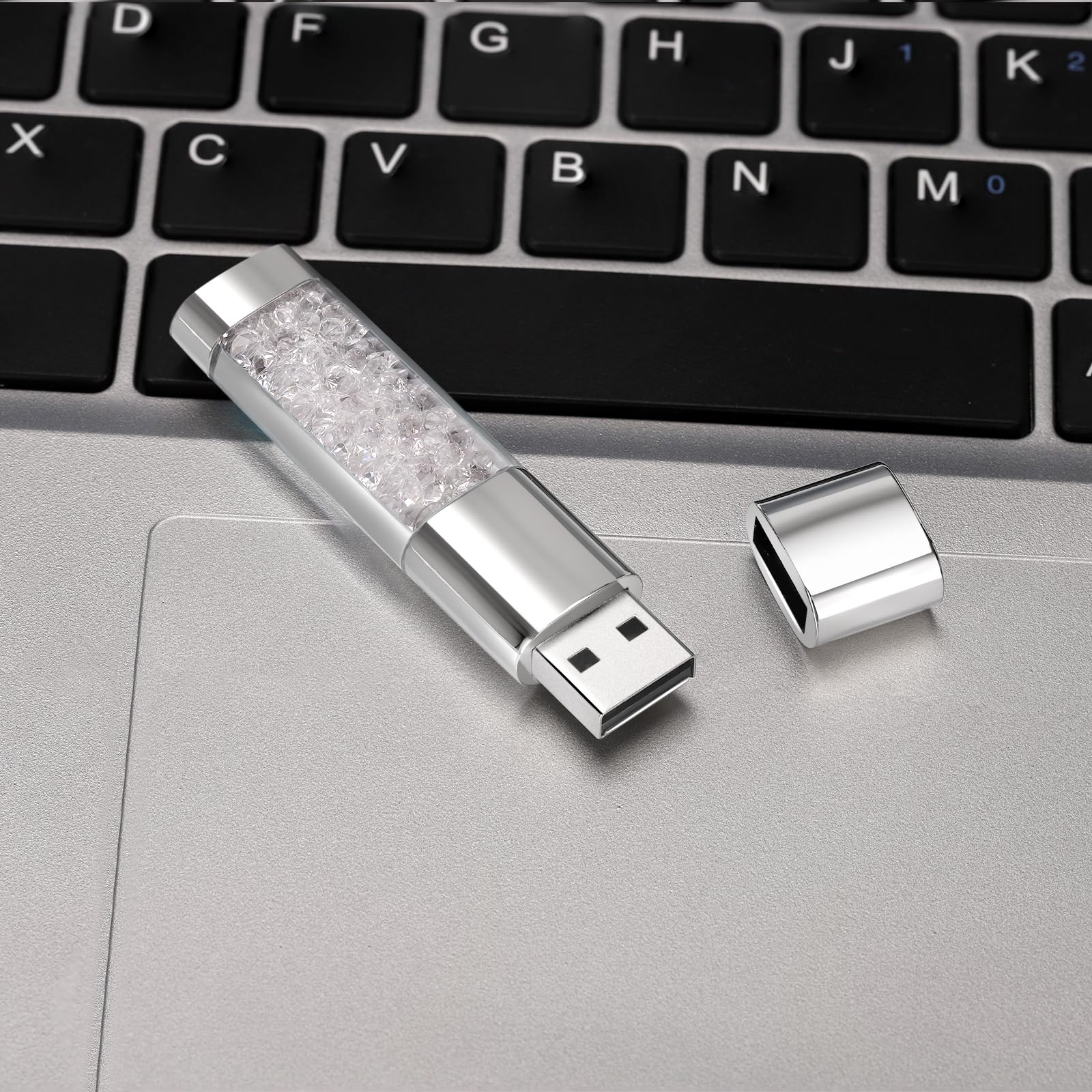 USB 2.0 Flash Drive,Loving Crystal USB Memory Stick,Jewelry Thumb Drive for Photos, Music, Files Storage (White, 16, GB) — view 6