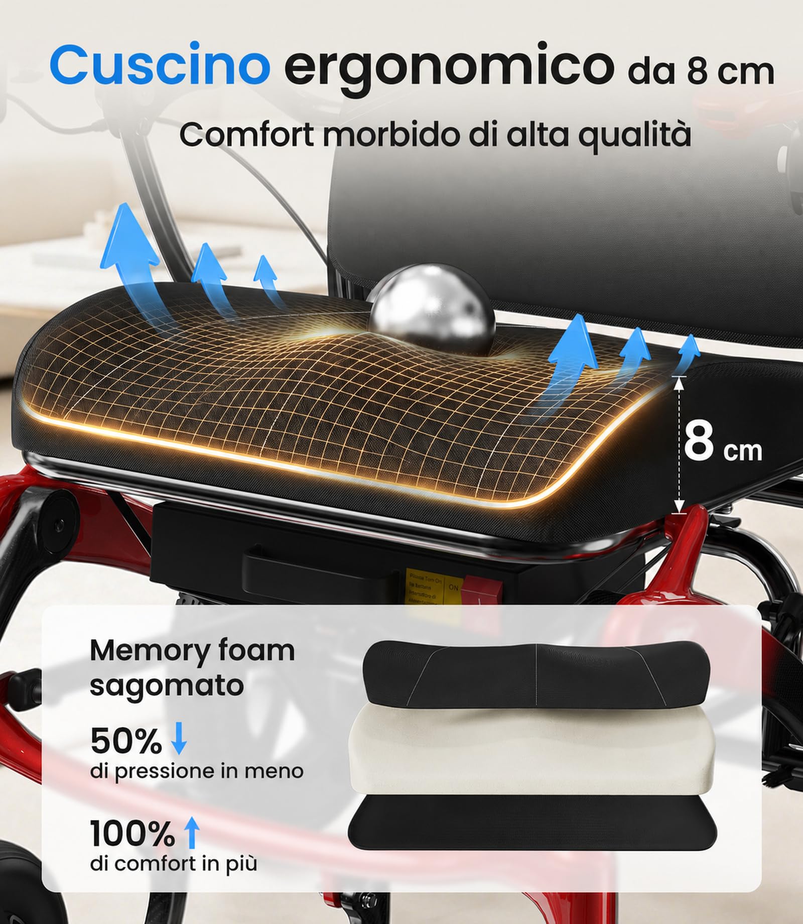 VOCIC V82 Sedia a rotelle elettrica pieghevole leggera carbonio 500W