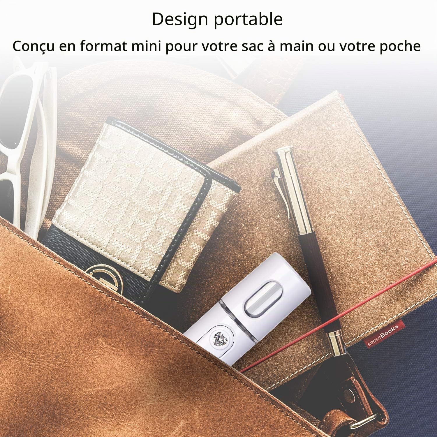 Nano Brumisateur Electrique Vaporisateur Eau Humidificateur Poche Pulvérisateur Rafraichissant pour Soin du Visage, Extension de Cils, Cheveux (Blanc)