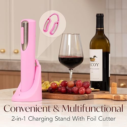 Miniatura 3 de Abrebotellas de vino eléctrico recargable, base de carga y cortador de papel de aluminio incluido con abridor automático de vino, sacacorchos