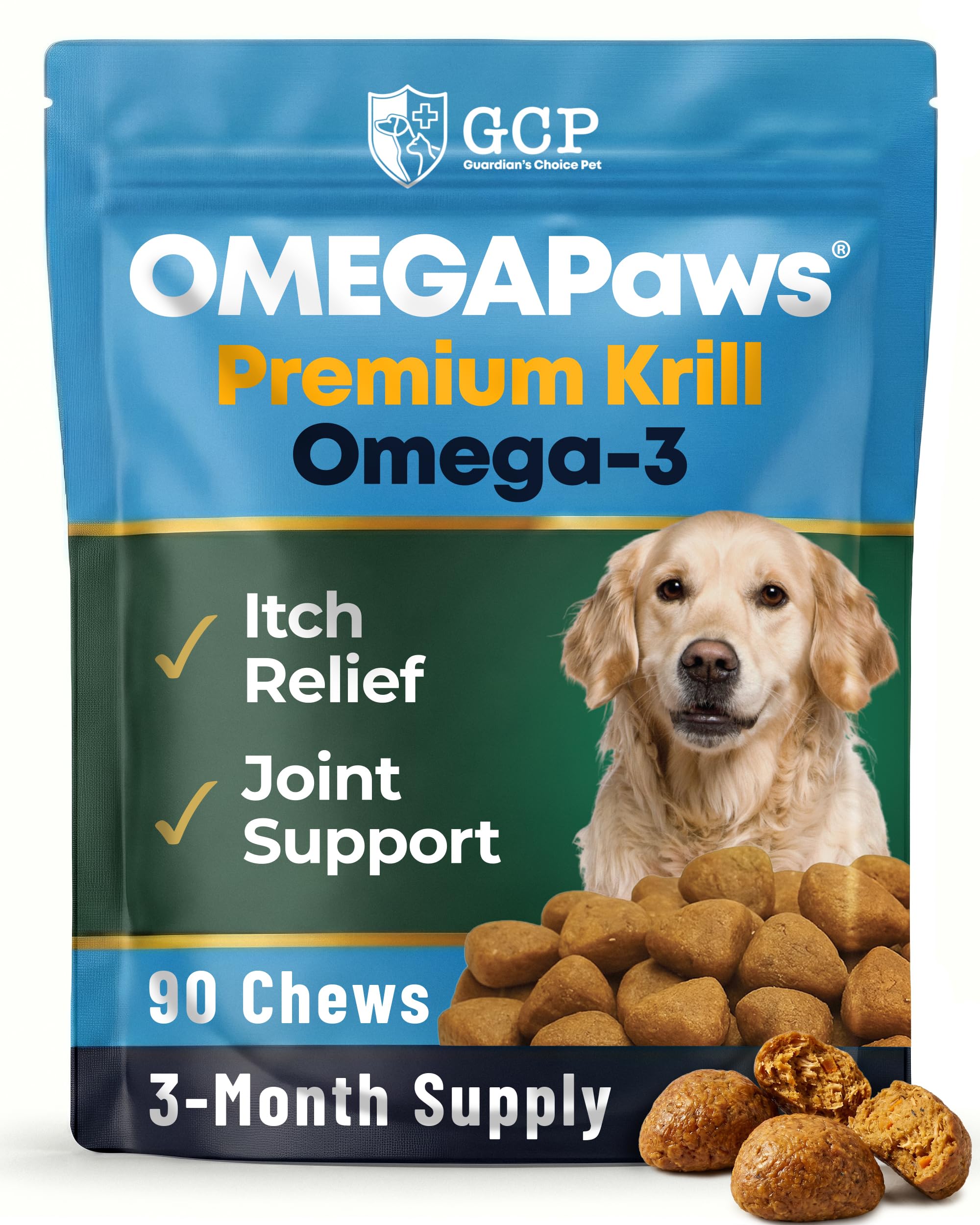 Guardian’s Choice Omega 3 for Dogs, Fish Oil & Krill Oil Chews, 90 Ct