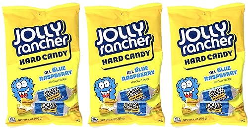 Jolly Rancher - Caramelos duros de frambuesa azul, bolsas de 7 onzas, envueltas individualmente (paquete de 3)