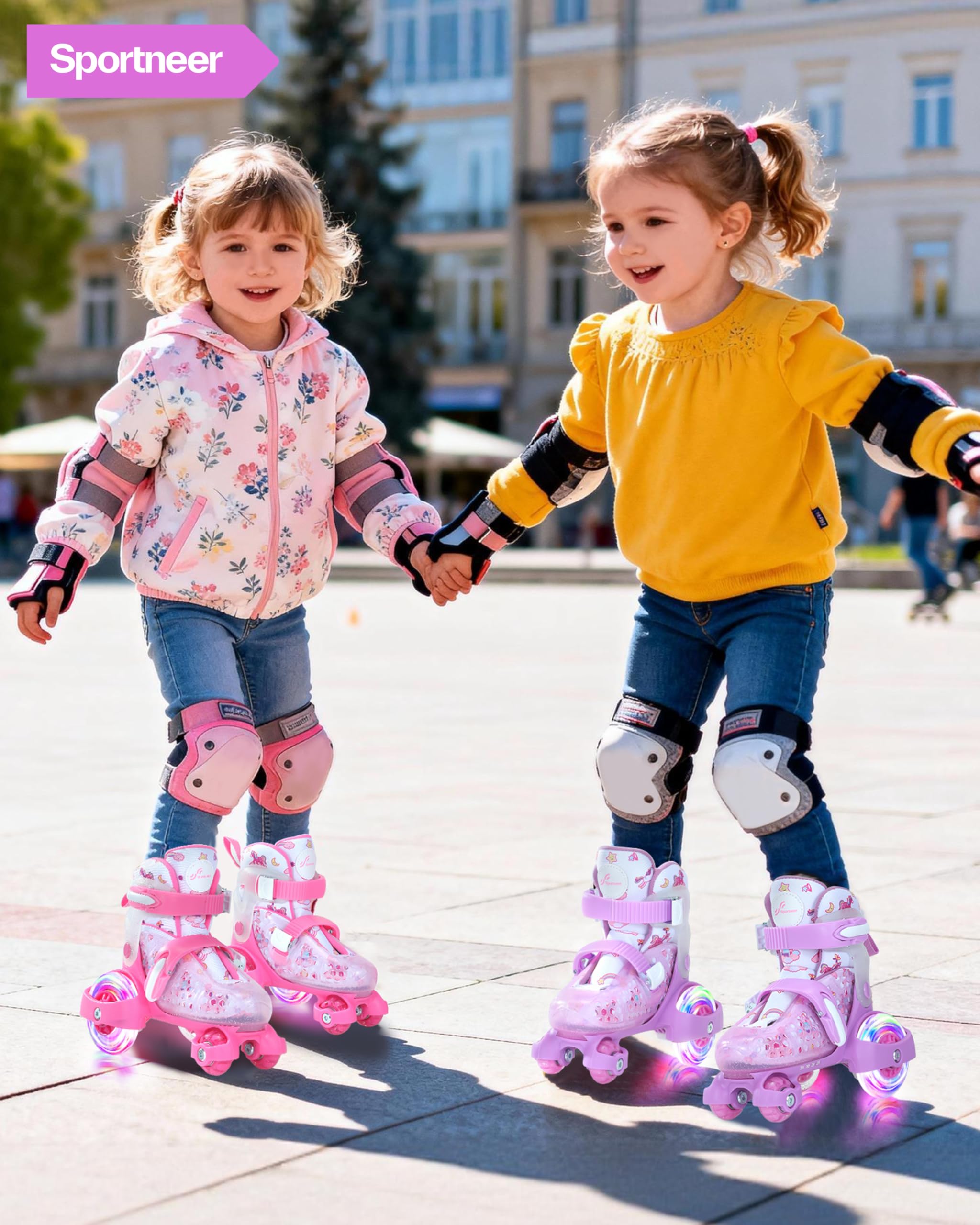 Pattini a Rotelle Per Bambina Con 4 Misure Regolabili, EU 24-31 Ruote Illuminate Per Principianti Weihnachts und Geburtstags Geschenke