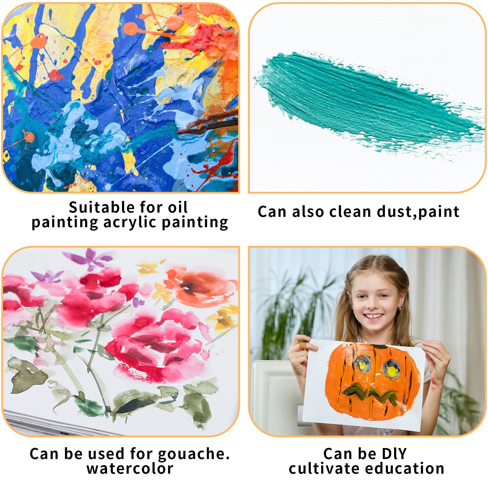 Thinp 3 pcs Flat Paddle Paint Brush Set,Wide Paint Brush Large Paint Brush 3/4/5 Inch Paint Brush with Poplar Handle Art Paint Brush Wool Paint Brushes Flat Paint Brush for Oil and Acrylic Paints - Image 5