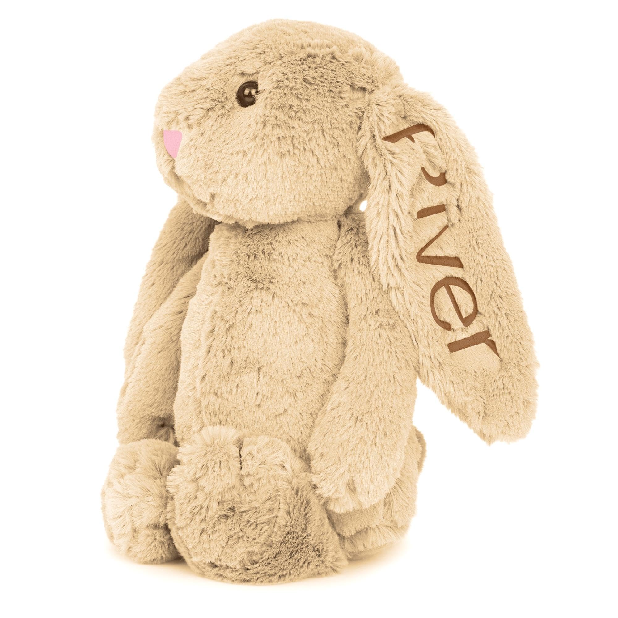 Personalized Stuffed Bunny Plush Toy - Cute Bunny Stuffed Animal Toy for Babies with Baby's Name - Custom Name Newborn Bunny Plushie Stuffed Rabbit for Baby Shower, Birthday Gift - Light Brown