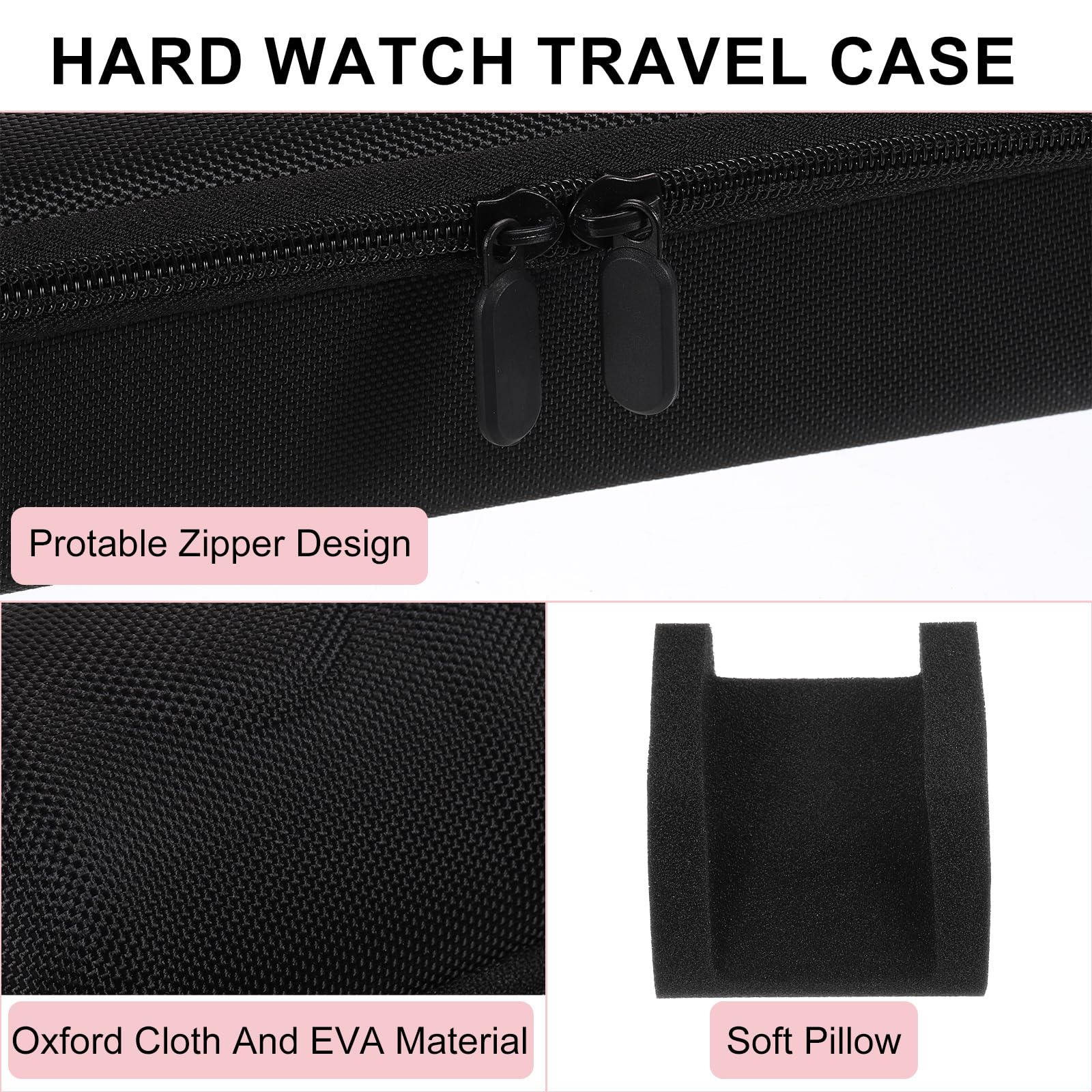 sourcing map Estuche rígido de viaje con 10 ranuras, organizador de exhibición de relojes para hombres y mujeres con almohada suave para la mayoría de relojes y relojes inteligentes de hasta 40 mm,
