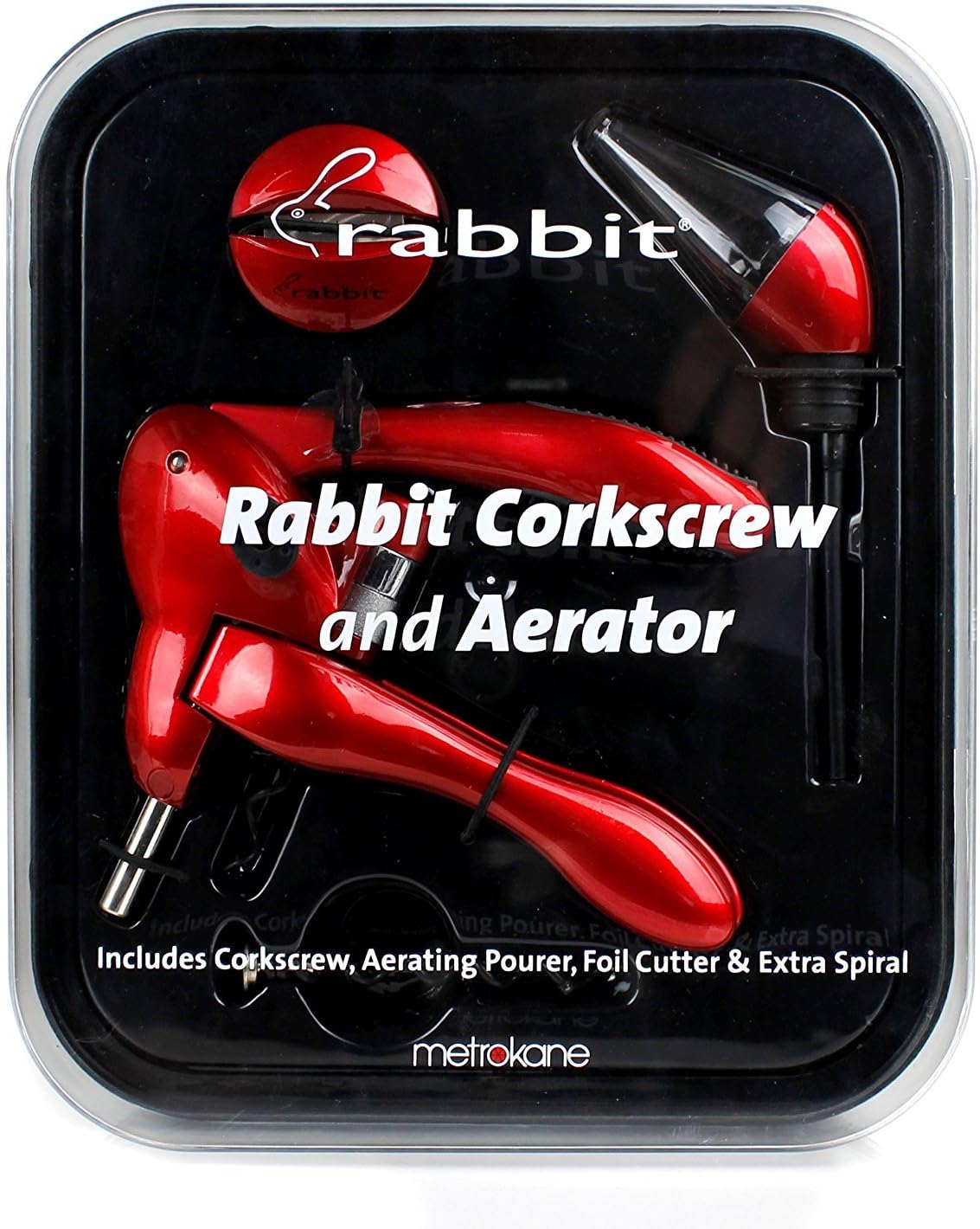 Metrokane- Rabbit Corkscrew with Aerator,Red