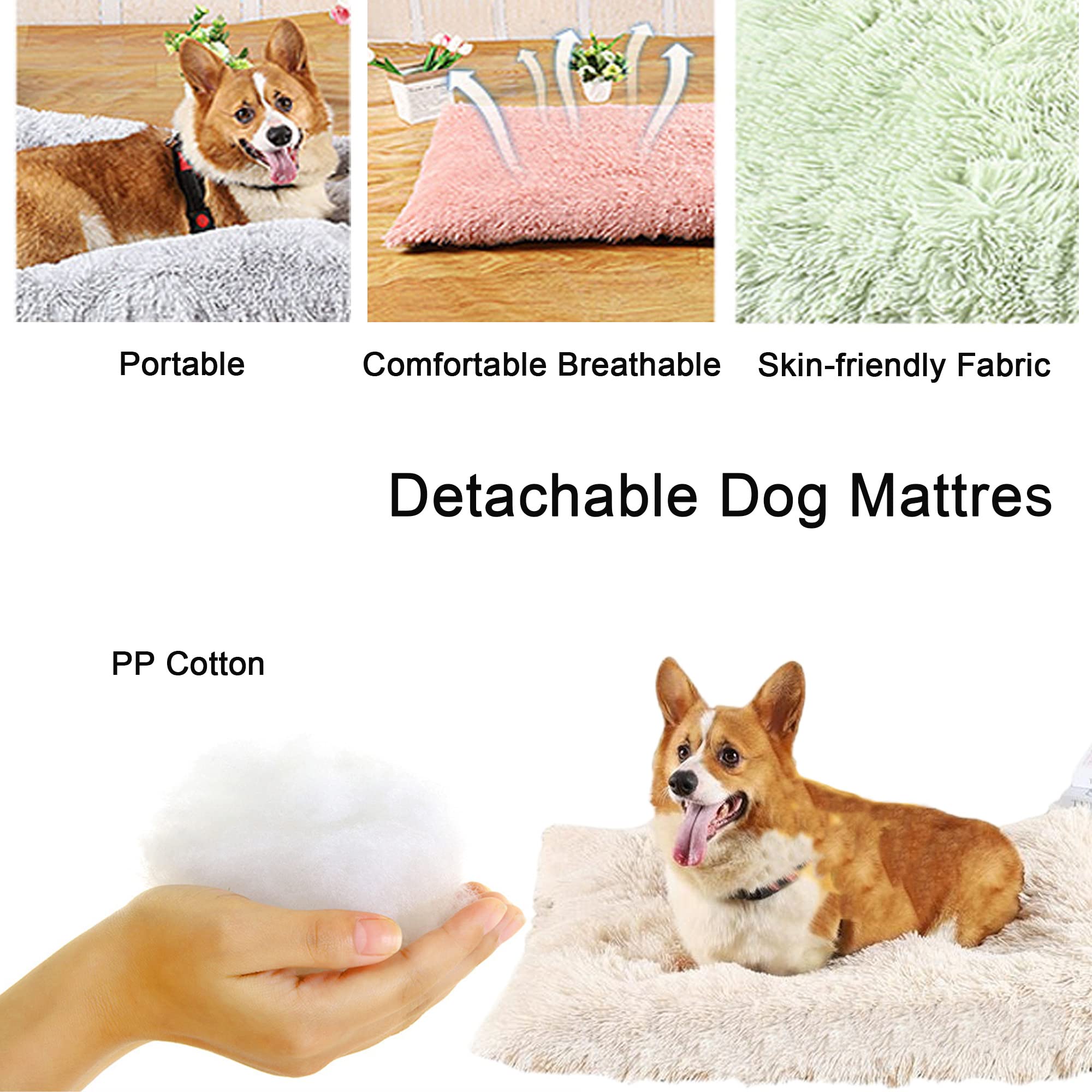 Xpnit Cama Extra Para Perro, Colchón Grueso, Cojín De Felpa, Para Perro, Tamaño Grande, Mediano Y Pequeño, Lavable (M, Gris