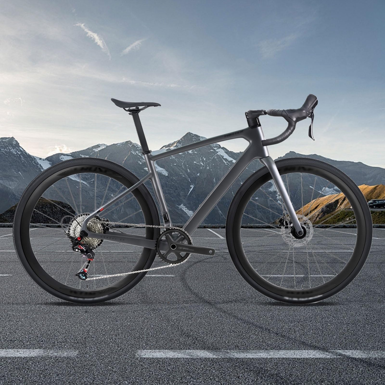 TUJISEK Telaio per Bici da Strada Gravel 700C 45/48/51/54Cm Telaio per Bicicletta in Fibra di Carbonio Telaio per ciclocross con Freno a Disco Percorso Interno Perno Passante 12x100/142mm(White,51cm)