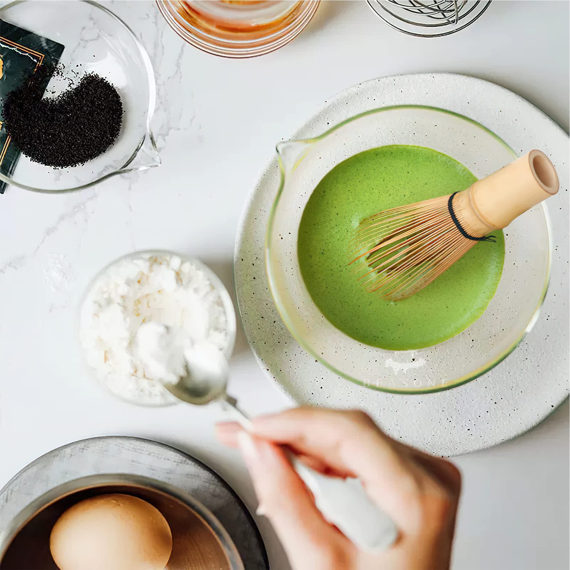 Bol à Matcha En Verre Portable Avec Bec Verseur Accessoires De Thé Bol à Sauce 350ml