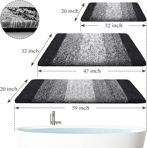 Miniatura 2 de KMAT Alfombras de baño de 32 x 47 pulgadas, lujosas, suaves, peludas y absorbentes, antideslizantes, de felpa, tapetes de baño para baño, bañera y