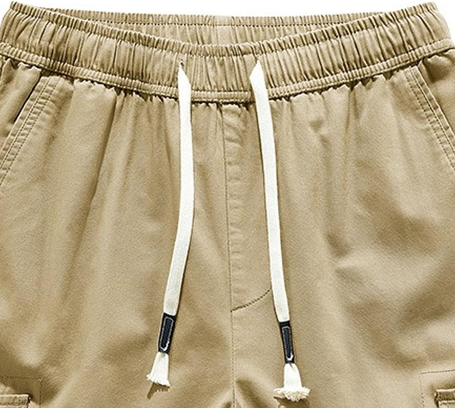 Maiyifu-GJ Men's Cargo Shorts Cotton Casual Lightweight Hiking Shorts Elastic Waist Drawstring Multi-Pocket Short Pants