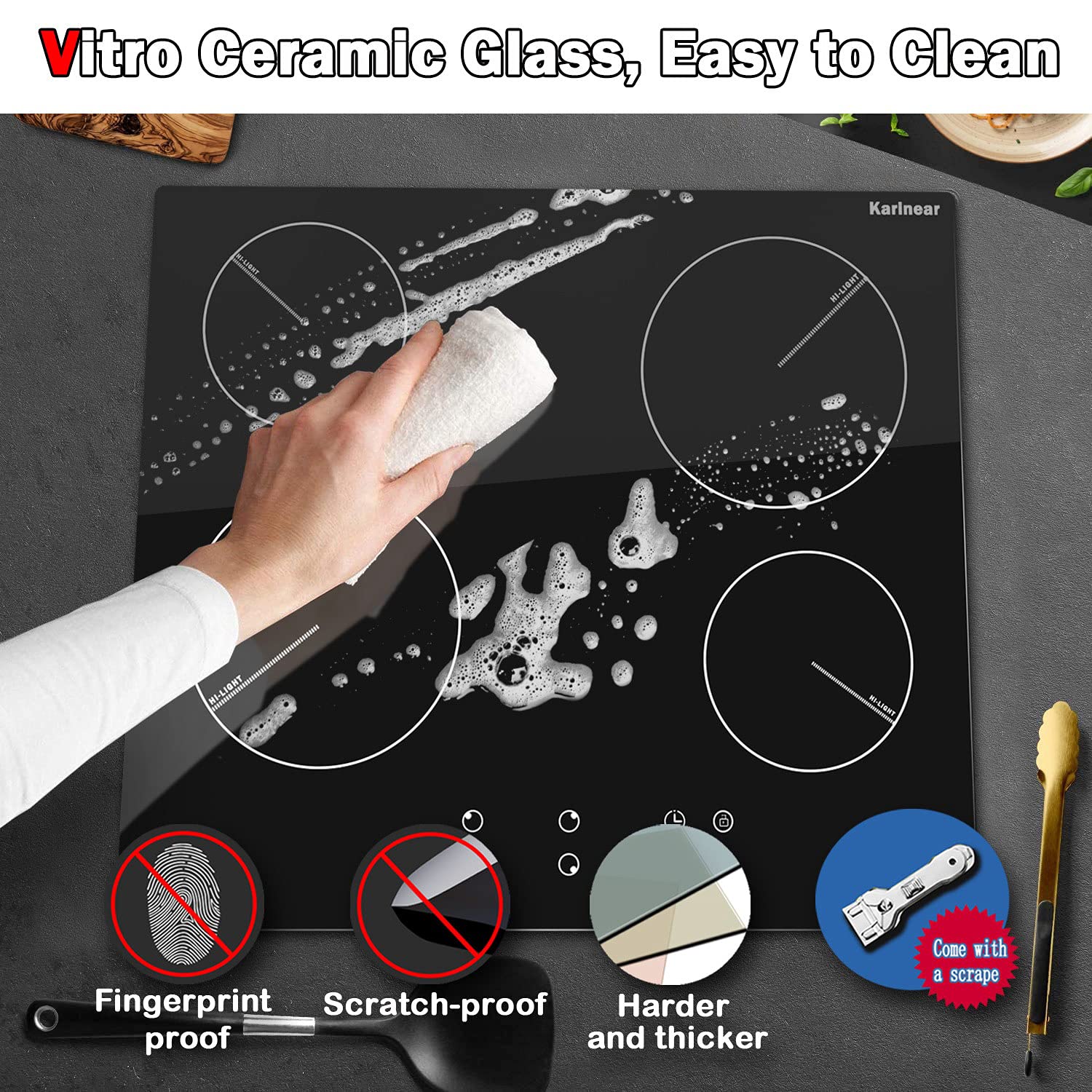 Karinear Estufa eléctrica empotrable de 4 quemadores,...B08ZHTV48Z