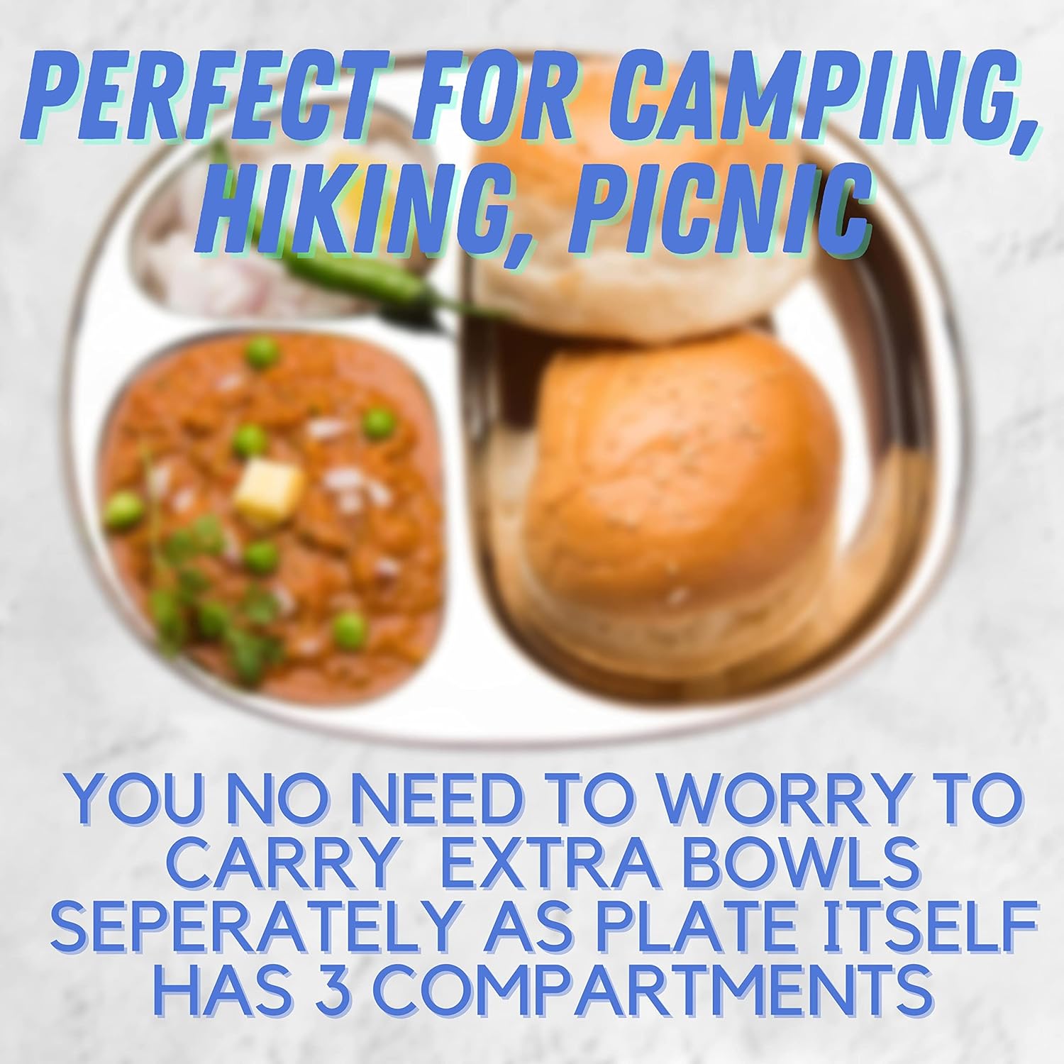 Stainless Steel compartment plates, 3 in 1 divided Oval Dinner plates, Indian Thali Breakfast Lunch platter, Mess trays for Adults, kids, Toddlers, Outdoor, Camping (Large, 4 Pack) - Image 3