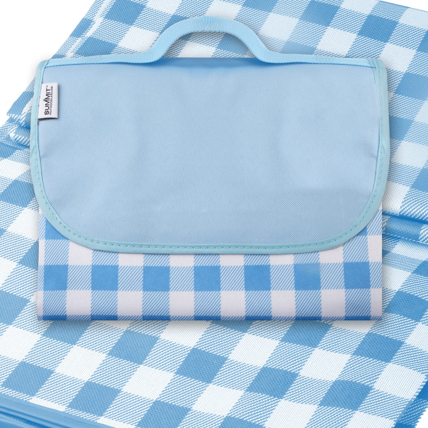 VFM - Blue Oxford Picnic Blanket - Waterproof Gingham - Summit