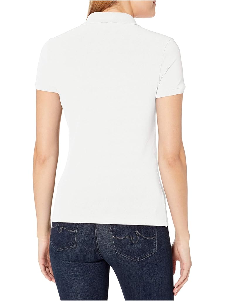 White Lacoste Short Sleeve Slim Fit Strech Pique Polo