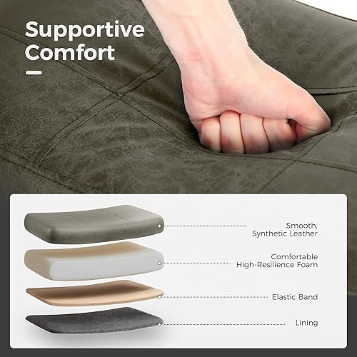 Miniatura 4 de MAISON ARTS Juego de 4 taburetes de bar grises para encimera de cocina, patas de madera maciza con asiento de silla de montar de piel sintética,