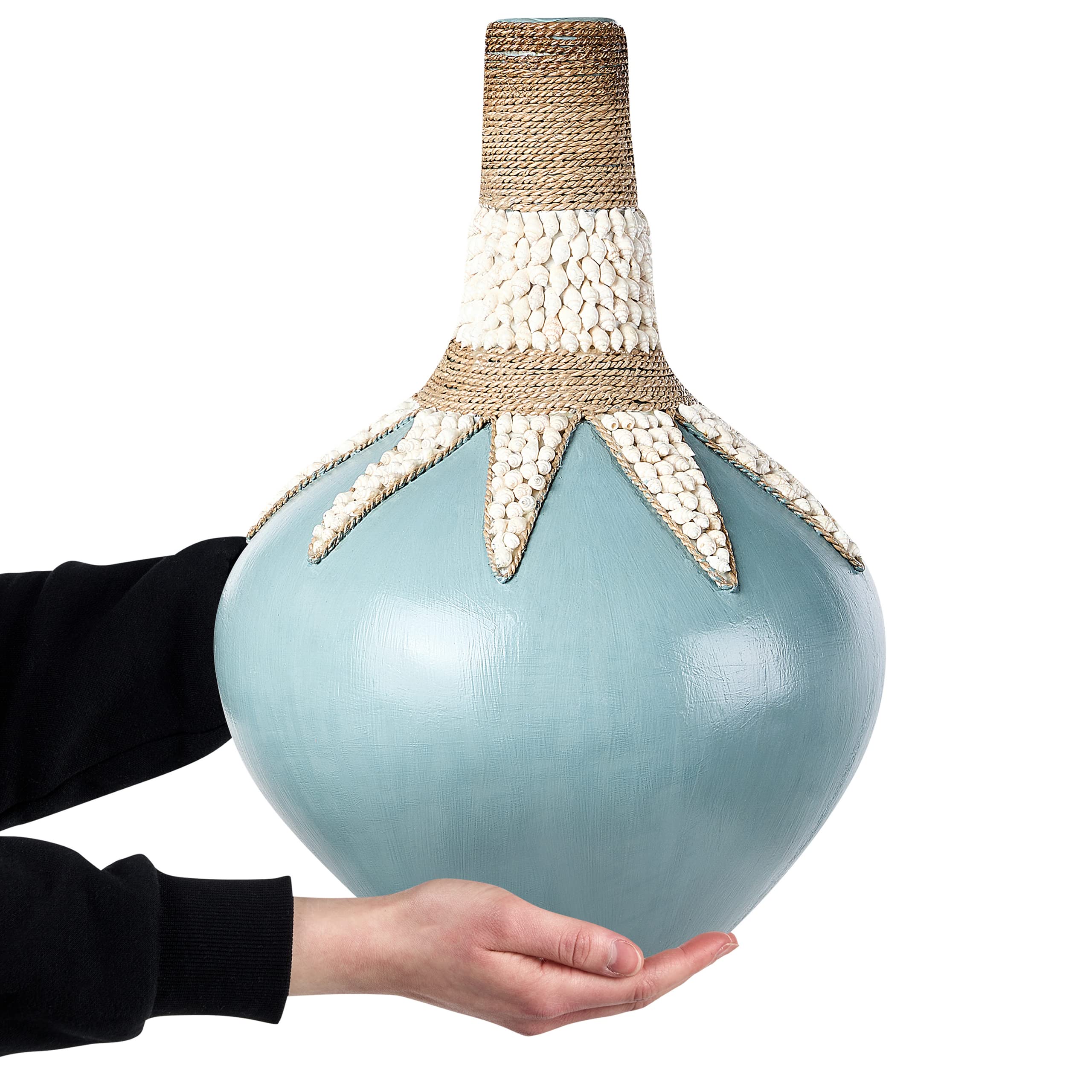 Dekorative Vase handgefertigt aus Terrakotta 43 cm Zubehör Blau Silau