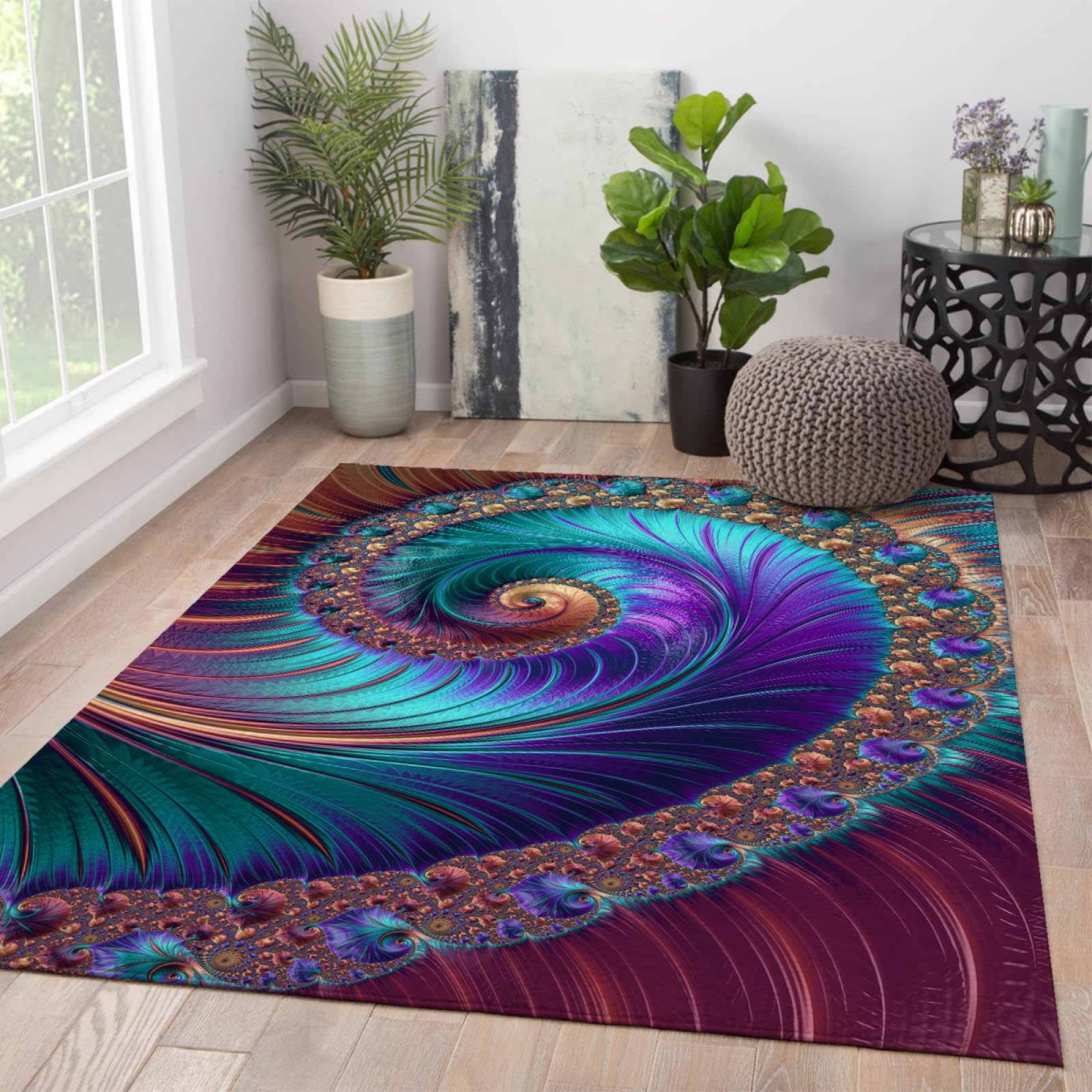 Via Vela Vintage-Teppich lila Bunte luxuriöse Teppiche für Schlafzimmer Boho Wohnzimmer Teppiche ästhetischer dekorativer Teppich 150x250 cm