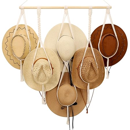 Amazon.com: Mkono Hat Rack Hat Hangers for Wall Boho Caps Storage ...