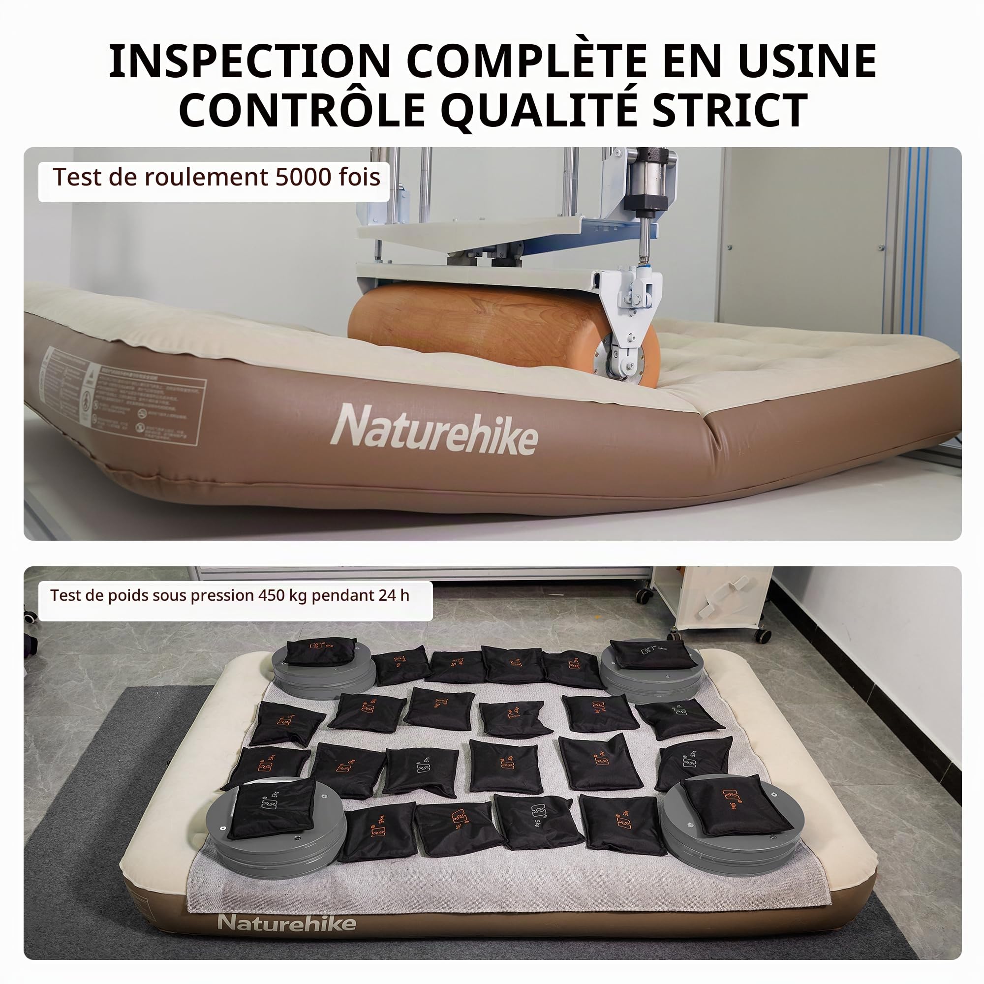Naturehike Matelas Pneumatique Auto-Gonflant 2 Personnes 200x150x25 cm Pompe Électrique Intégrée 300 kg Charge Max Lit d'Invite Confortable pour Camping et Domicile